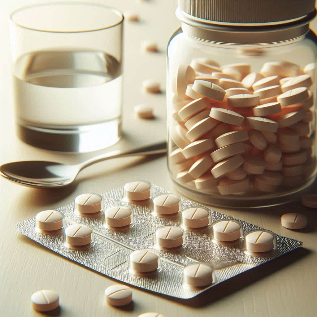 تعدادی قرص و لیوان آب وقاشق